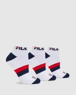 Fila Unisex Ped Socks 3pk White -Shoe Promotion 3PK101 146 A 3