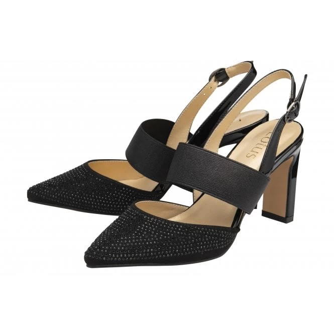 Black & Diamante Joie Slingback Court Shoes | Lotus 4 Black & Diamante Joie Slingback Court Shoes | Lotus - Image 2