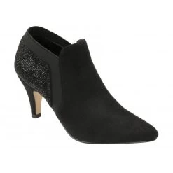 Black & Diamante Kristina Pointed Toe Shoe-Boots | Lotus
