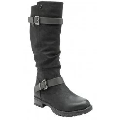 Black & Grey Robin Knee High Boots | Lotus