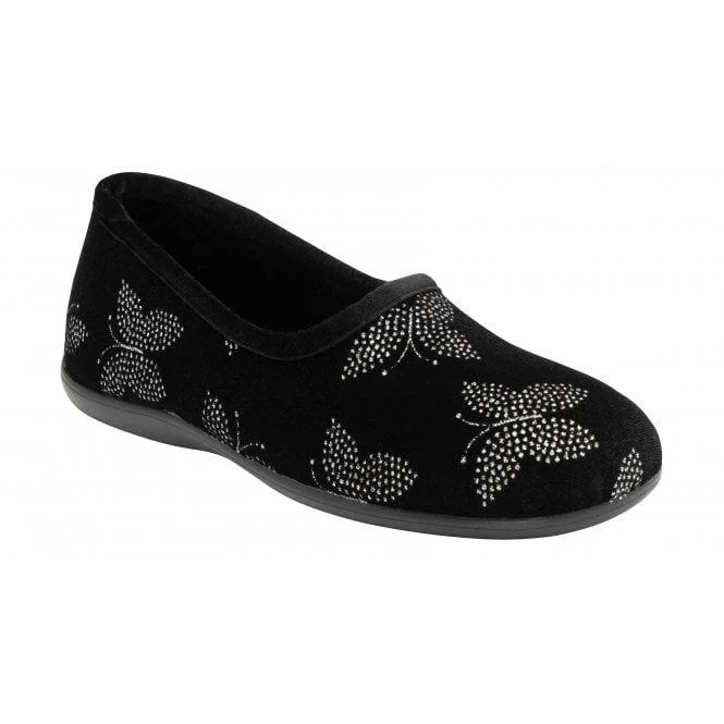 Black Jessie Full Shoe Slippers | Lotus 3 Black Jessie Full Shoe Slippers | Lotus