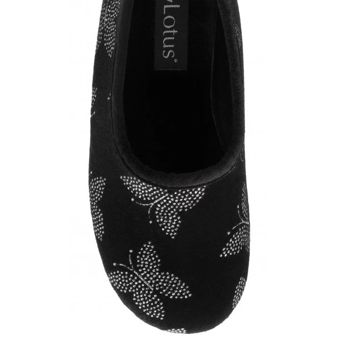 Black Jessie Full Shoe Slippers | Lotus 6 Black Jessie Full Shoe Slippers | Lotus - Image 4