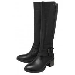 Black Leather Jive Knee High Boots | Lotus -Shoe Promotion black leather jive knee high boots lotus p13023 30710 medium