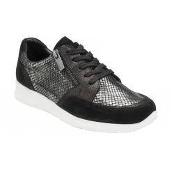 Black Leather & Snake-Print Sheryl Casual Trainers | Stressless By Lotus