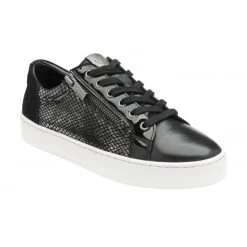 Black Leather & Snake-Print Sky Casual Trainers | Stressless By Lotus
