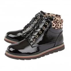 Black & Leopard-Print Naomi Lace-Up Ankle Boots | Lotus -Shoe Promotion black leopard print naomi lace up ankle boots lotus p12667 29165 medium
