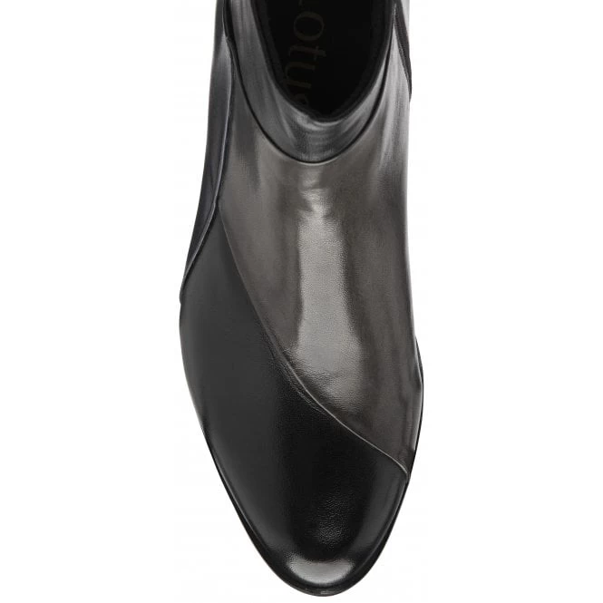 Black Multi-Leather Booker Heeled Ankle Boots | Lotus 6 Black Multi-Leather Booker Heeled Ankle Boots | Lotus - Image 4