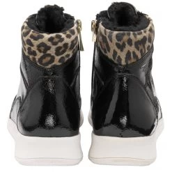 Black Patent Leather & Leopard-Print Saskia High Top Trainers | Stressless By Lotus -Shoe Promotion black patent leather leopard print saskia high top trainers stressless by lotus p13354 32366 medium