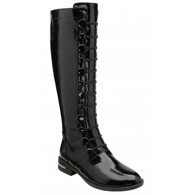 Black Patent Lisa Knee High Boots | Lotus 3 Black Patent Lisa Knee High Boots | Lotus
