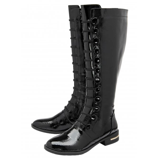 Black Patent Lisa Knee High Boots | Lotus 4 Black Patent Lisa Knee High Boots | Lotus - Image 2