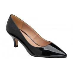 Black Pearl Patent Rachel Kitten Heel Court Shoes | Lotus