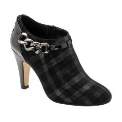 Black & Pewter Plaid Alison Heeled Shoe-Boots | Lotus