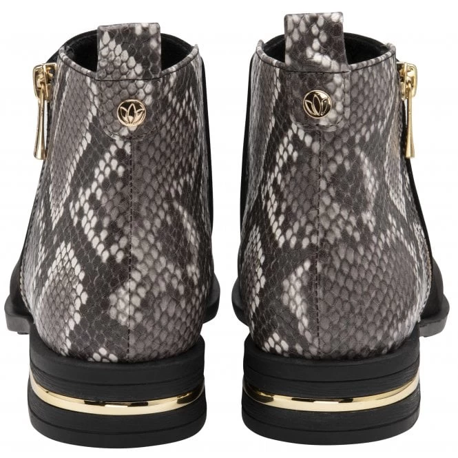Black & Snake-Print Anneka Ankle Boots | Lotus 5 Black & Snake-Print Anneka Ankle Boots | Lotus - Image 3