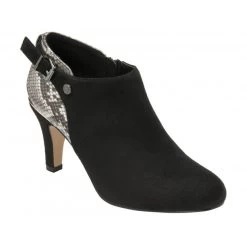 Black & Snake-Print Ramona Heeled Shoe-Boots | Lotus