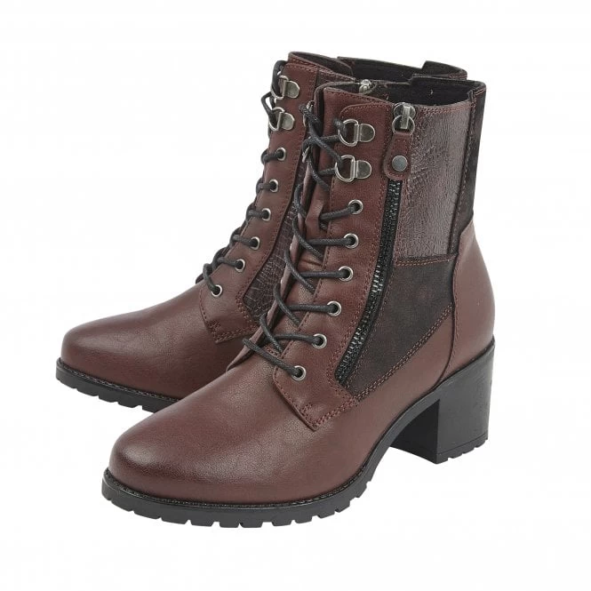 Bordo Nala Heeled Zip-Up Ankle Boots | Lotus Relife 4 Bordo Nala Heeled Zip-Up Ankle Boots | Lotus Relife - Image 2