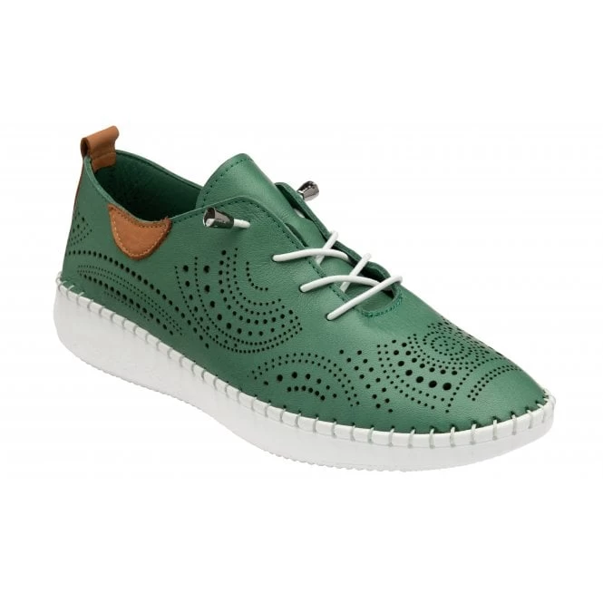 Green Leather Katya Casual Shoes | Lotus 3 Green Leather Katya Casual Shoes | Lotus