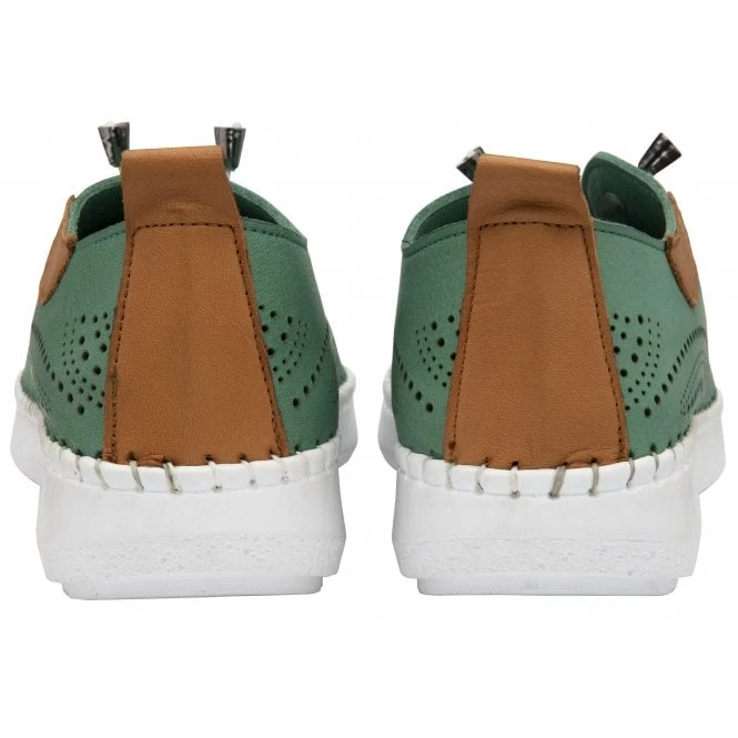 Green Leather Katya Casual Shoes | Lotus 5 Green Leather Katya Casual Shoes | Lotus - Image 3