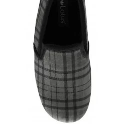 Grey Check Textile Ralf Full Shoe Slippers | Lotus -Shoe Promotion grey check textile ralf full shoe slippers lotus p13152 31081 medium