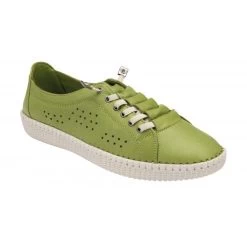 Lime Green Leather Kamari Casual Shoes | Lotus