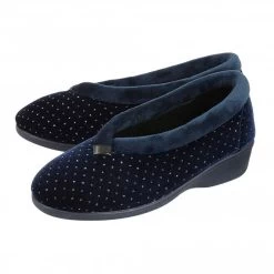 Navy Beverley Velour Slippers | Lotus -Shoe Promotion navy beverley velour slippers lotus p12848 29377 medium