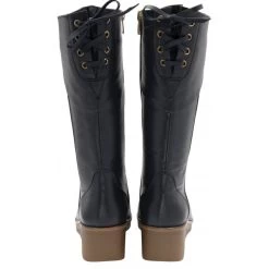 Navy Leather Dara Mid-Calf Wedge Boots | Lotus -Shoe Promotion navy leather dara mid calf wedge boots lotus p13467 32026 medium