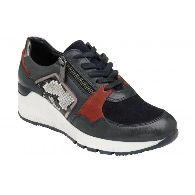 Navy & Snake-Print Leather Suzette Zip-Up Casual Trainers | Stressless By Lotus 3 Navy & Snake-Print Leather Suzette Zip-Up Casual Trainers | Stressless By Lotus