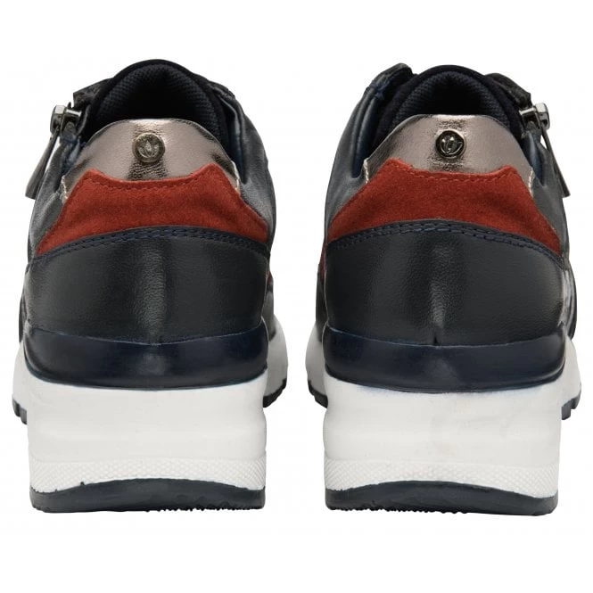 Navy & Snake-Print Leather Suzette Zip-Up Casual Trainers | Stressless By Lotus 5 Navy & Snake-Print Leather Suzette Zip-Up Casual Trainers | Stressless By Lotus - Image 3