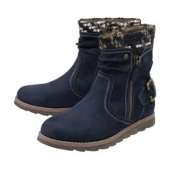 Navy Textile Sandy Zip-Up Ankle Boots | Lotus -Shoe Promotion navy textile sandy zip up ankle boots lotus p13421 32361 medium