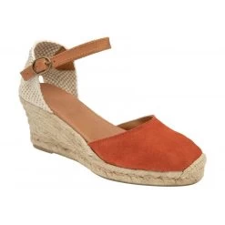 Orange Suede Antonella Espadrille Wedge Shoes | Lotus
