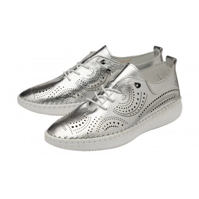Silver Leather Katya Casual Shoes | Lotus 5 Silver Leather Katya Casual Shoes | Lotus - Image 3
