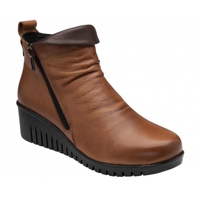 Tan Leather Cordelia Wedge Ankle Boots | Lotus 3 Tan Leather Cordelia Wedge Ankle Boots | Lotus