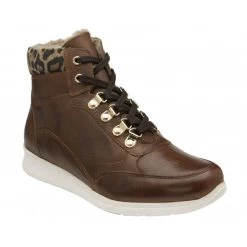 Shoe Promotion 17 Tan Leather & Leopard-Print Saskia High Top Trainers | Stressless By Lotus