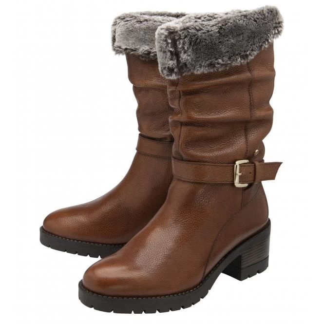 Tan Leather Sarah Mid-Calf Boots | Stressless By Lotus 4 Tan Leather Sarah Mid-Calf Boots | Stressless By Lotus - Image 2