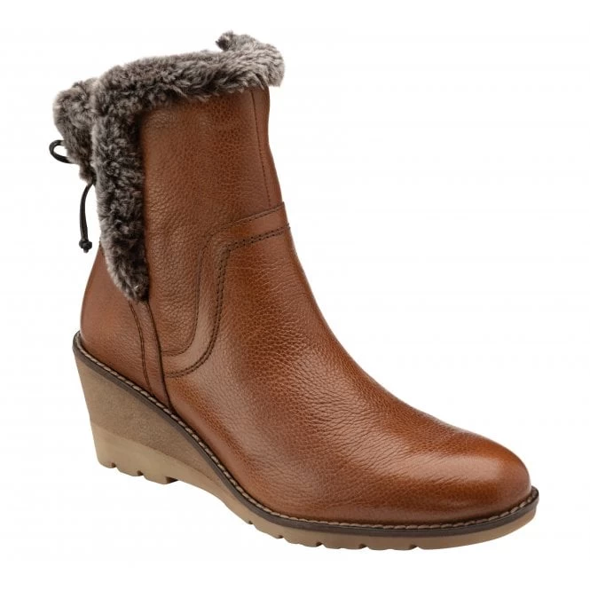 Tan Leather Stephanie Wedge Ankle Boots | Lotus 3 Tan Leather Stephanie Wedge Ankle Boots | Lotus