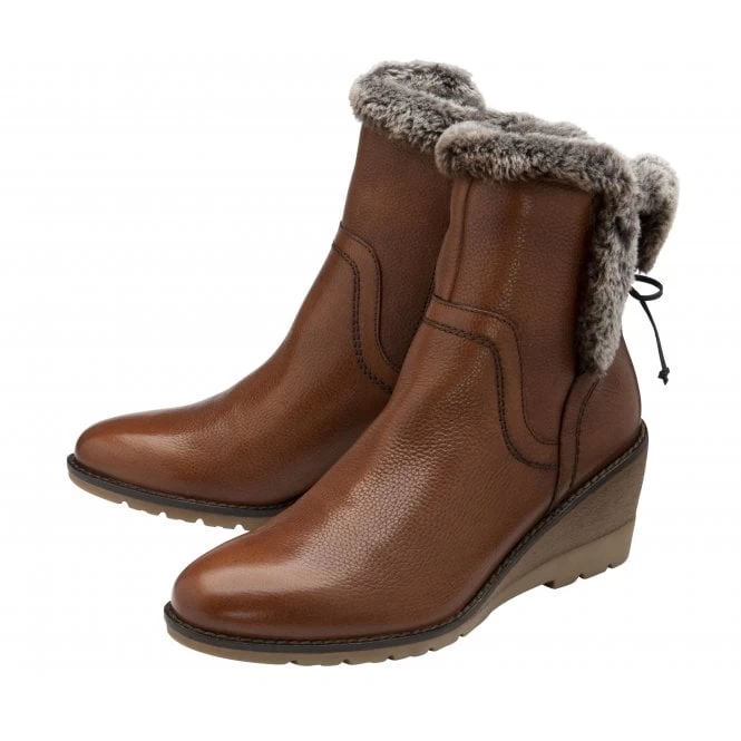 Tan Leather Stephanie Wedge Ankle Boots | Lotus 4 Tan Leather Stephanie Wedge Ankle Boots | Lotus - Image 2