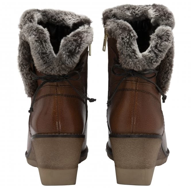 Tan Leather Stephanie Wedge Ankle Boots | Lotus 5 Tan Leather Stephanie Wedge Ankle Boots | Lotus - Image 3