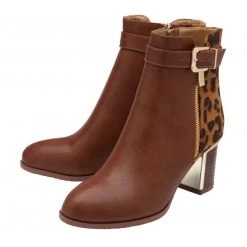 Tan Textile & Leopard-Print Monica Heeled Ankle Boots | Lotus -Shoe Promotion tan textile leopard print monica heeled ankle boots lotus p13481 32293 medium