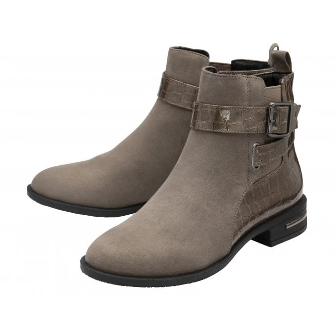 Taupe & Croc-Print Laurel Ankle Boots | Lotus 4 Taupe & Croc-Print Laurel Ankle Boots | Lotus - Image 2