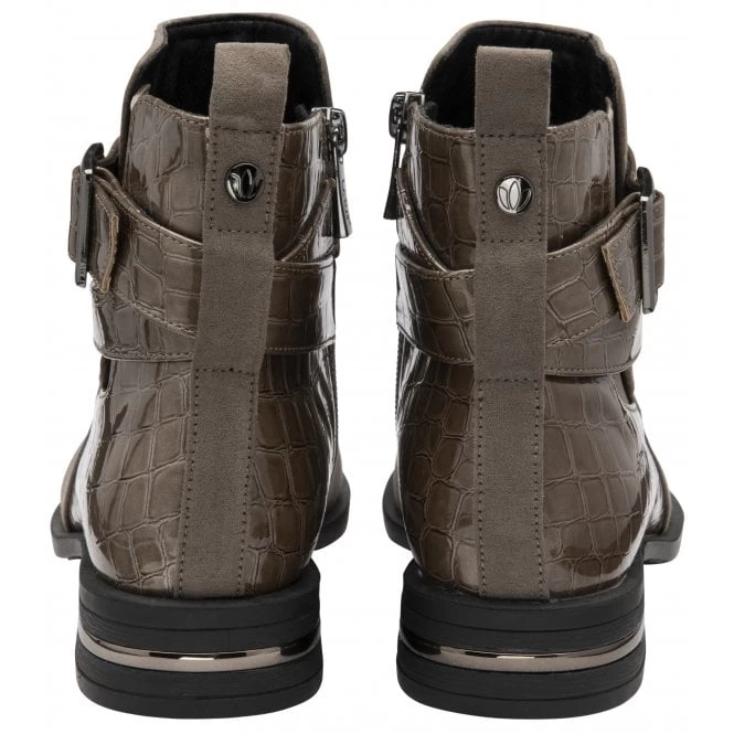 Taupe & Croc-Print Laurel Ankle Boots | Lotus 5 Taupe & Croc-Print Laurel Ankle Boots | Lotus - Image 3