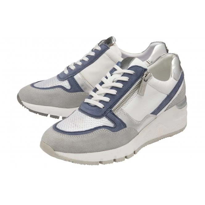 White & Blue Leather Sammie Casual Trainers | Stressless By Lotus 4 White & Blue Leather Sammie Casual Trainers | Stressless By Lotus - Image 2