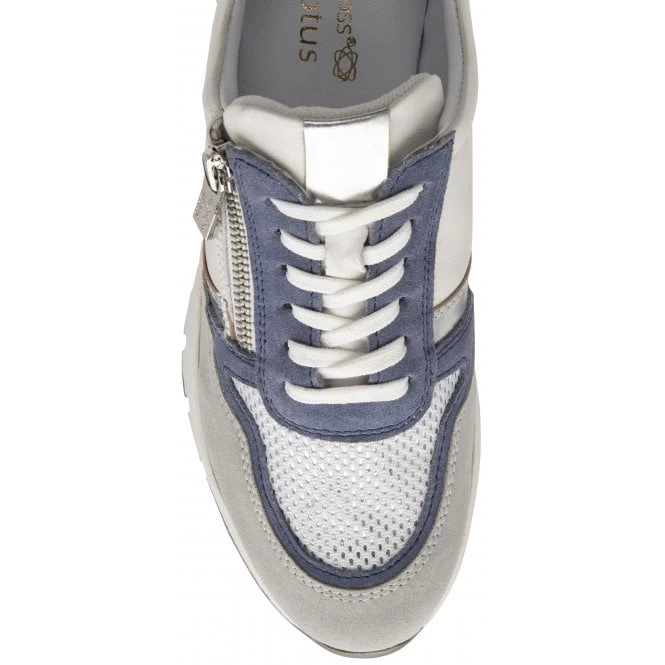 White & Blue Leather Sammie Casual Trainers | Stressless By Lotus 6 White & Blue Leather Sammie Casual Trainers | Stressless By Lotus - Image 4