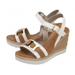 Best Seller -Shoe Promotion white carina open toe wedge sandals lotus p13596 32838 medium