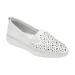 White Leather Francesca Slip-On Shoes | Lotus