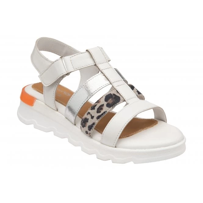 White & Leopard-Print Leather Shiloh Open-Toe Sandals | Stressless By Lotus 3 White & Leopard-Print Leather Shiloh Open-Toe Sandals | Stressless By Lotus
