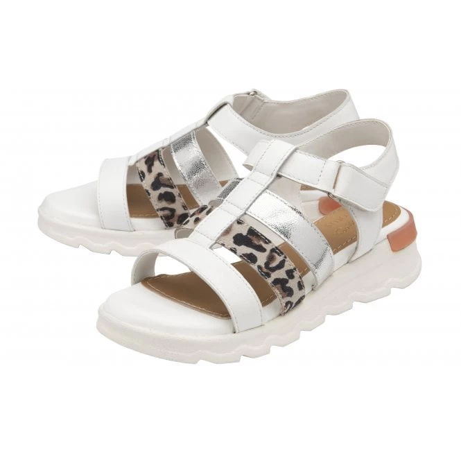 White & Leopard-Print Leather Shiloh Open-Toe Sandals | Stressless By Lotus 4 White & Leopard-Print Leather Shiloh Open-Toe Sandals | Stressless By Lotus - Image 2