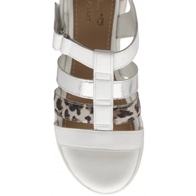 White & Leopard-Print Leather Shiloh Open-Toe Sandals | Stressless By Lotus 6 White & Leopard-Print Leather Shiloh Open-Toe Sandals | Stressless By Lotus - Image 4