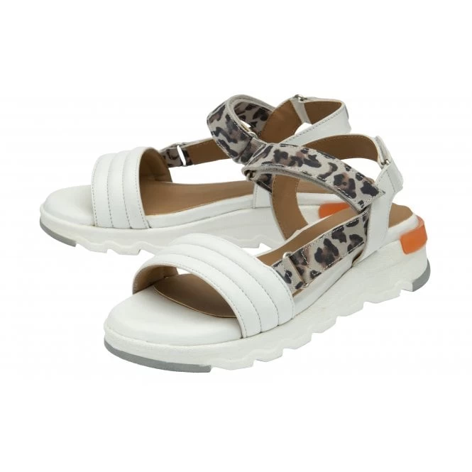 White & Leopard-Print Leather Verena Open-Toe Sandals | Stressless By Lotus 4 White & Leopard-Print Leather Verena Open-Toe Sandals | Stressless By Lotus - Image 2